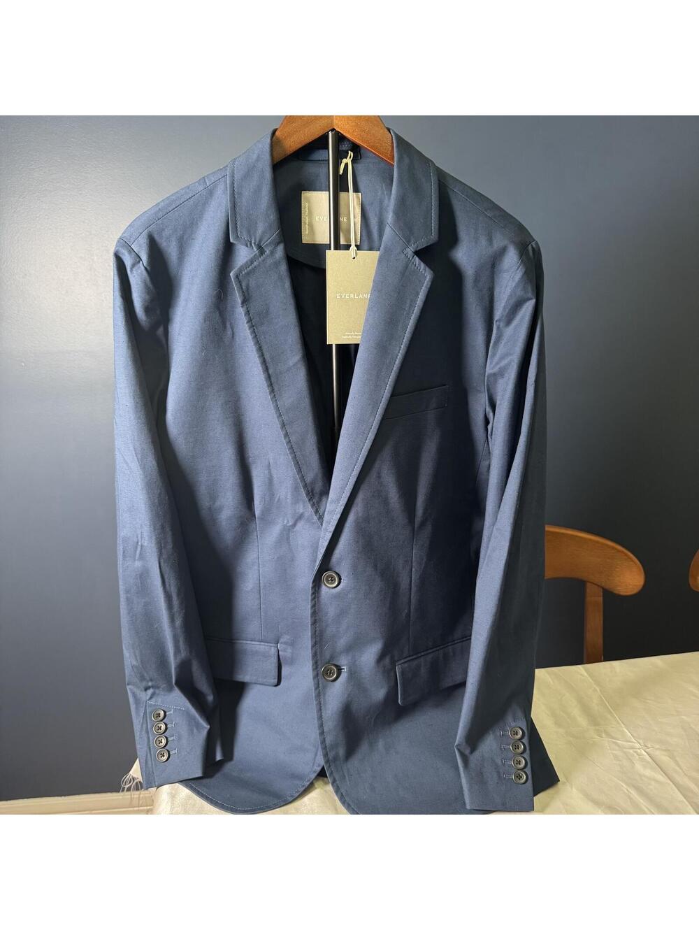 Everlane Blue Blazer Jacket Cotton Linen Size 40 NWT